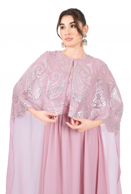 فستان سواريه  أنيق بكاب مطرز