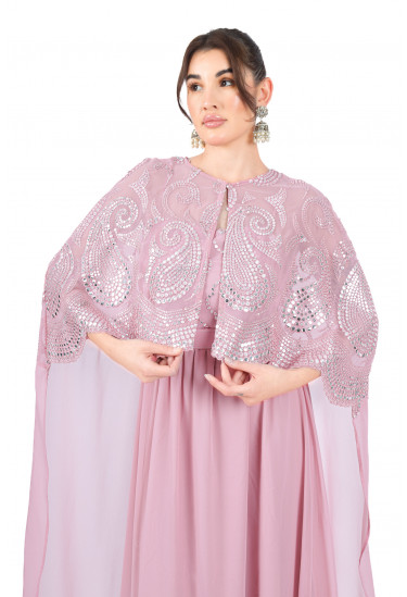 فستان سواريه  أنيق بكاب مطرز