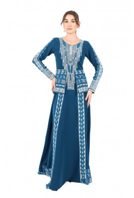 جلابية ماكسي أنيقة بتطريز تراثي