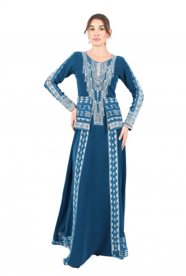 جلابية ماكسي أنيقة بتطريز تراثي