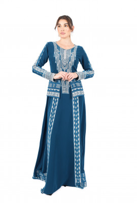 جلابية ماكسي أنيقة بتطريز تراثي