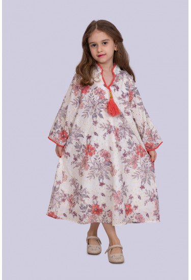 جلابية بناتي مزهر طويل 