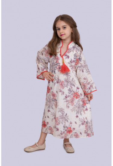 جلابية بناتي مزهر طويل 