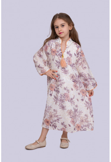 جلابية بناتي مزهر طويل 