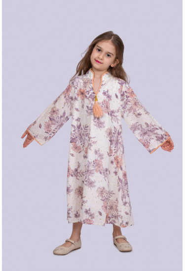 جلابية بناتي مزهر طويل 