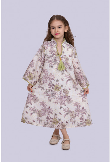 جلابية بناتي مزهر طويل 