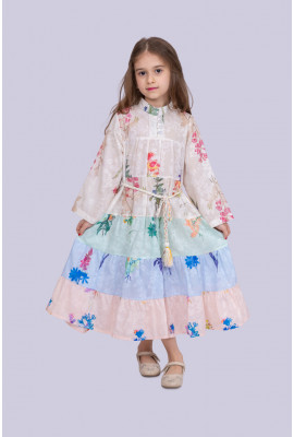 فستان بناتي بألوان ناعمة ونقشة زهور