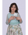 طقم بناتي أنيق مع تنورة مزخرفة بالورود