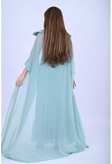 فستان طويل مرصّع مع كاب شيفون أنيق فستان طويل مرصّع مع كاب شيفون أنيق