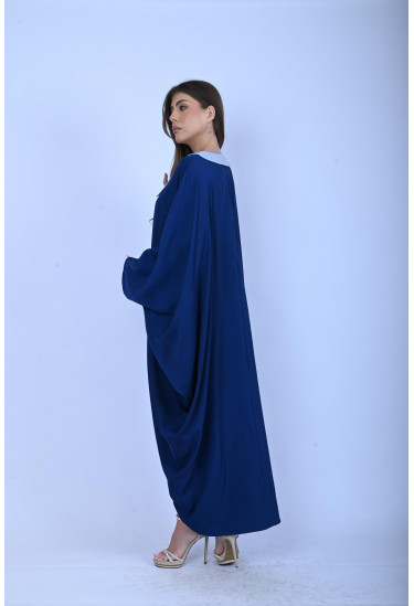 جلابية واسعة بياقة مطرزة وتطريز عمودي فاخر