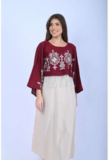 فستان أنيق بتصميم تراثي مطرز