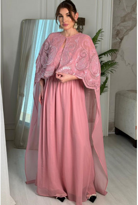 فستان سواريه  أنيق بكاب مطرز