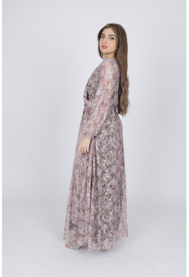 فستان شيفون مورد بقصة لف وحزام أنيق لإطلالة أنثوية ساحرة فستان شيفون مورد بقصة لف وحزام أنيق لإطلالة أنثوية ساحرة