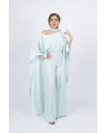 طقم سواريه ساتان بكاب انسيابي وياقة كريستال طقم سواريه ساتان بكاب انسيابي وياقة كريستال