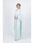 طقم سواريه ساتان بكاب انسيابي وياقة كريستال طقم سواريه ساتان بكاب انسيابي وياقة كريستال