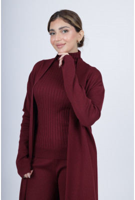 طقم صوف أنيق بتصميم كارديجان طويل طقم صوف أنيق بتصميم كارديجان طويل