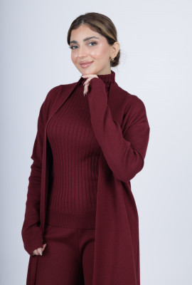 طقم صوف أنيق بتصميم كارديجان طويل طقم صوف أنيق بتصميم كارديجان طويل