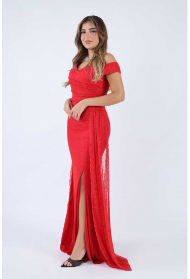 فستان سهرة دانتيل مطرز