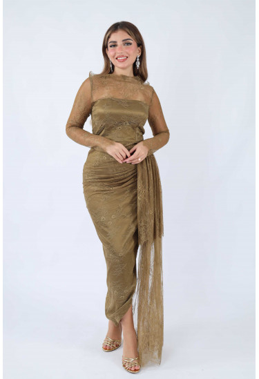 فستان سهرة ميدي بأكستنشن فستان سهرة ميدي بأكستنشن