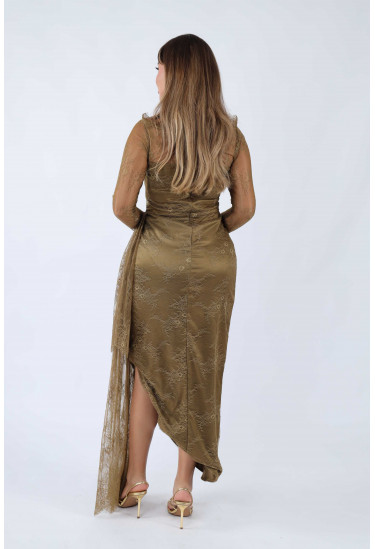 فستان سهرة ميدي بأكستنشن فستان سهرة ميدي بأكستنشن