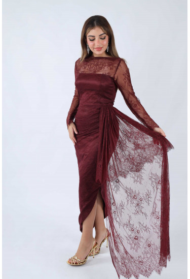 فستان سهرة ميدي بأكستنشن فستان سهرة ميدي بأكستنشن