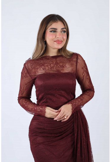 فستان سهرة ميدي بأكستنشن فستان سهرة ميدي بأكستنشن