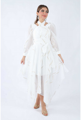 فستان سهرة نسائي مدرج الطول