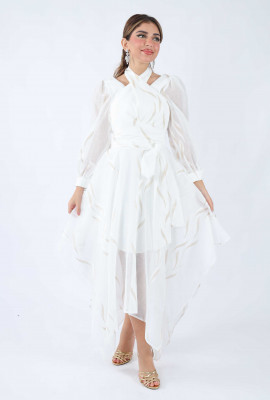 فستان سهرة نسائي مدرج الطول