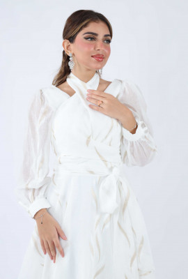 فستان سهرة نسائي مدرج الطول