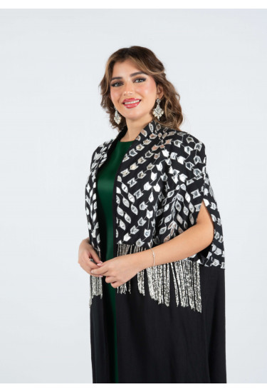 فستان سهرة طويل مع جلابية مطرزة