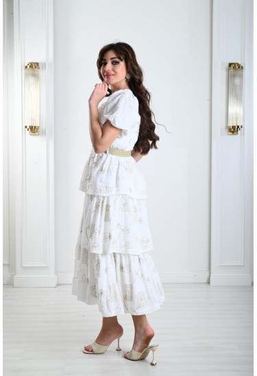 فستان نسائي أدوار كشكشة منقوش