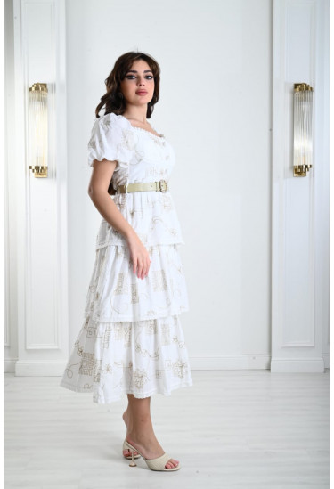 فستان نسائي أدوار كشكشة منقوش