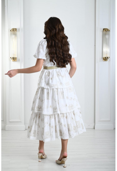 فستان نسائي أدوار كشكشة منقوش