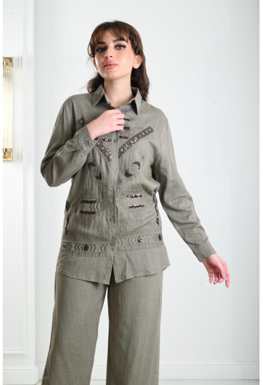 طقم نسائي كاجول مطرز