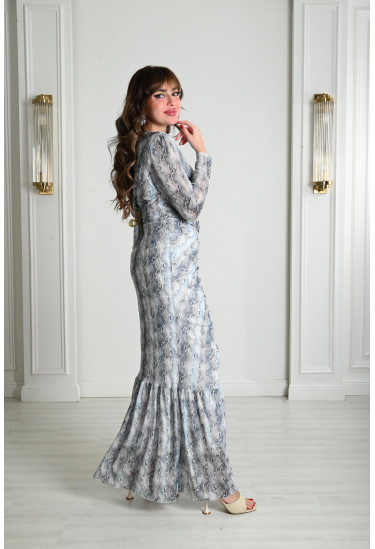 فستان نسائي طويل بنقوشات مستوحى من الطبيعة