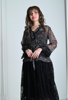 فستان نسائي دانتيل مزين بنقوشات الفهد