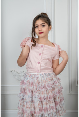 طقم بناتي مزين بالزهور