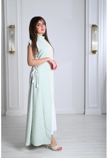 جلابية نسائية من الكتان مع كلفة