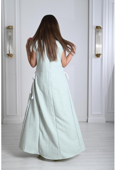 جلابية نسائية من الكتان مع كلفة