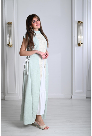 جلابية نسائية من الكتان مع كلفة