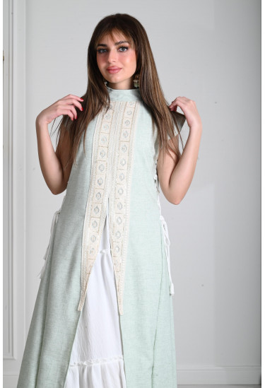 جلابية نسائية من الكتان مع كلفة