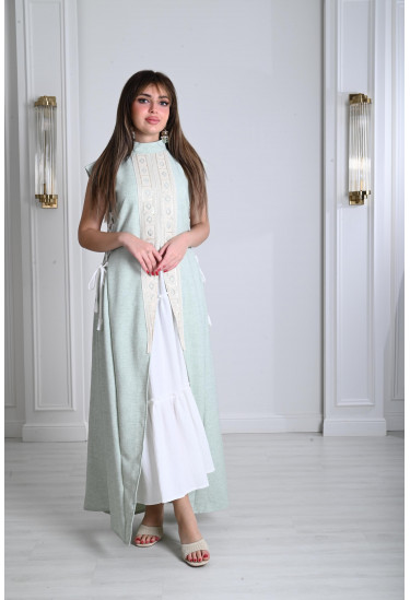 جلابية نسائية من الكتان مع كلفة