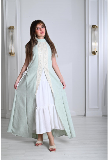 جلابية نسائية من الكتان مع كلفة