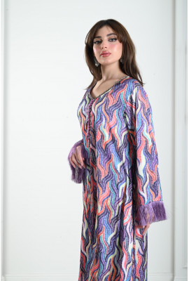 جلابية نسائية بطباعات ملونة و ذاهية