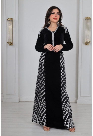 فستان سهرة نسائي قطيفة طويل