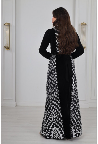 فستان سهرة نسائي قطيفة طويل