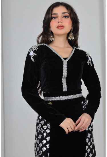 فستان سهرة نسائي قطيفة طويل