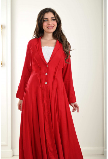 فستان نسائي بنمط كشكشة منسدلة على الصدر