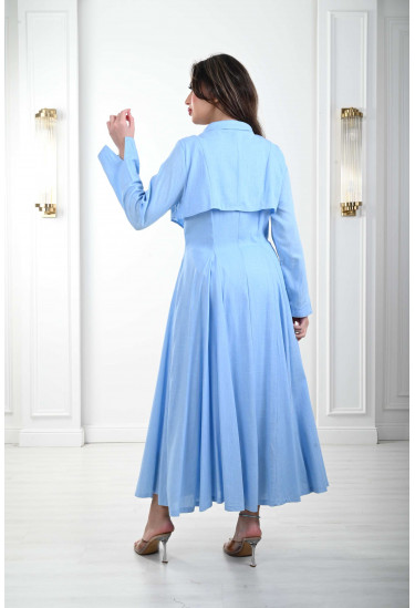 فستان نسائي بنمط كشكشة منسدلة على الصدر