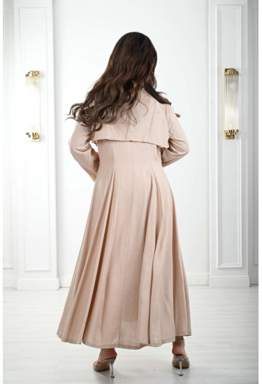 فستان نسائي بنمط كشكشة منسدلة على الصدر